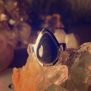Black Onyx Healing Ring 925 sterling silver size 9